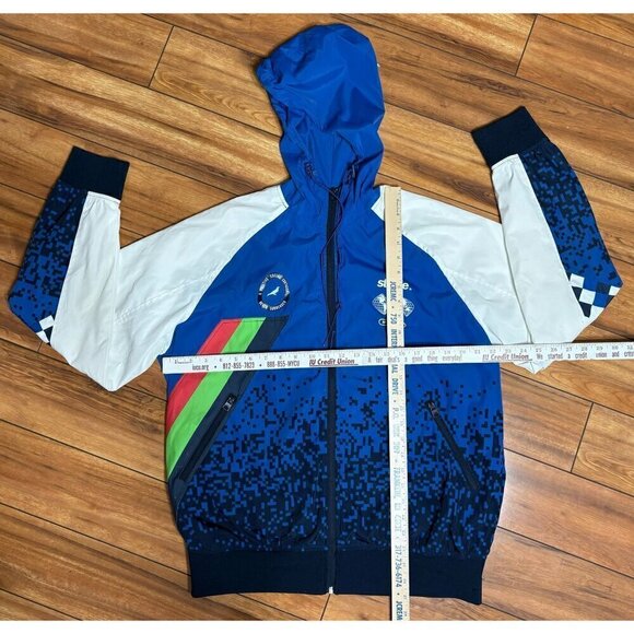 Staple Mens Large Hooded Full-Zip Windbreaker Jacket  Graphic Design Multicolor - Picture 3 of 12